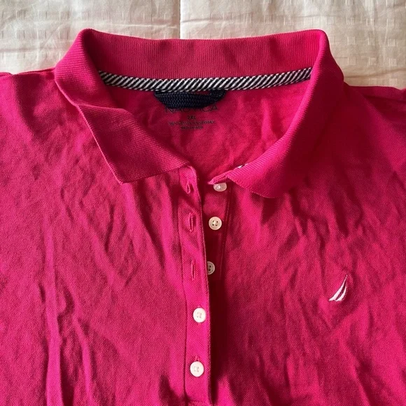 NWOT Nautica 5 Button Short Sleeve Breathable Cotton Polo Shirt 2XL Leis Pink - Picture 6 of 10